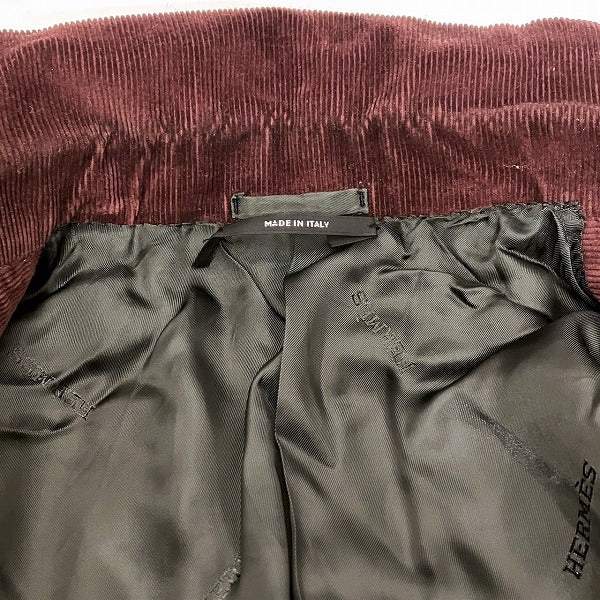 Hermes Bordeaux Corduroy Jacket 48 in Good Condition