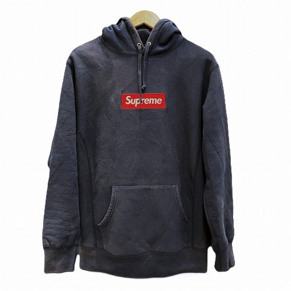 Supreme Navy Box Logo Hoodie Men in Fair Condition