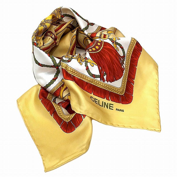 Celine Silk Scarf Yellow Red