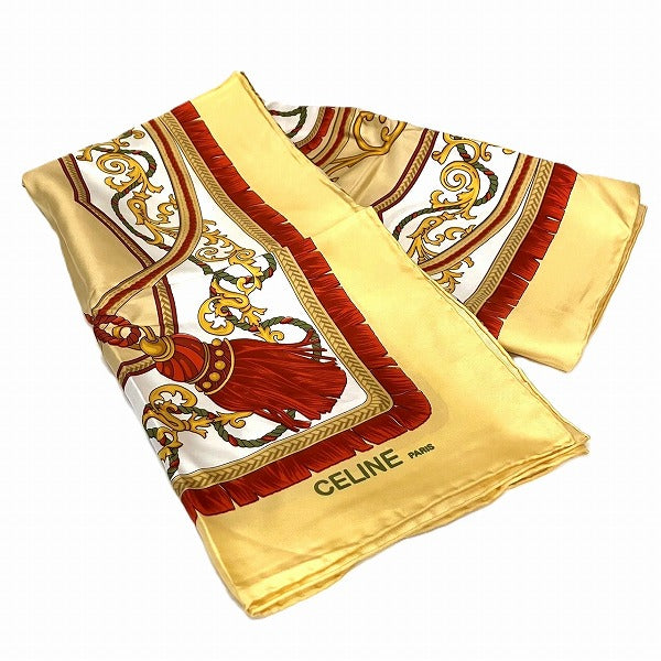 Celine Silk Scarf Yellow Red