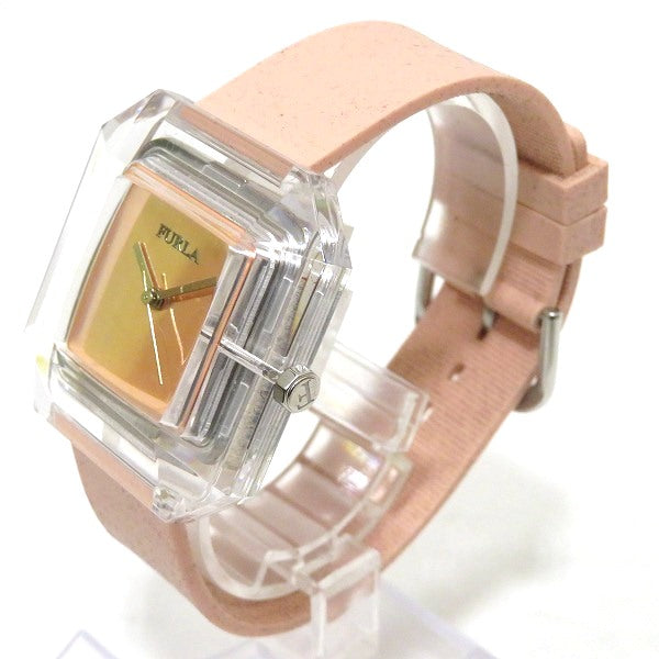 FURLA Ladies Quartz Watch with Pink Plastic, Stainless Steel & Rubber Case - Preloved