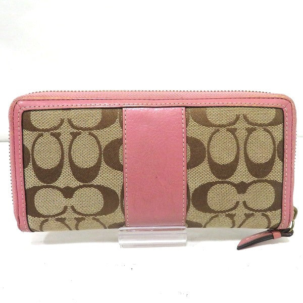 Coach Canvas Leather Long Wallet F51770 in Good Condition