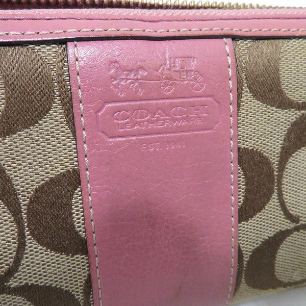 Coach Canvas Leather Long Wallet F51770 in Good Condition