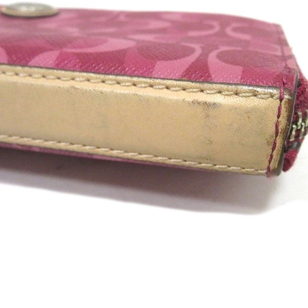 Coach Signature PVC Leather Zip-Around Wallet in Good Condition