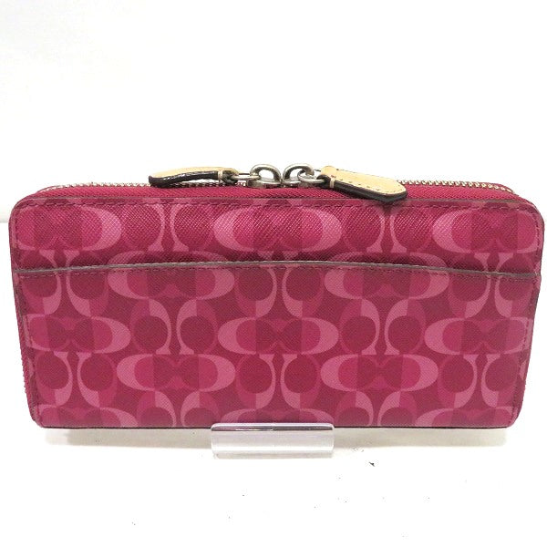 Coach Signature PVC Leather Zip-Around Wallet in Good Condition