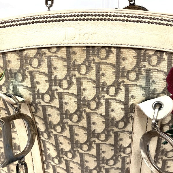 Dior Trotter Embroidered Canvas Leather Tote Bag in Fair Condition