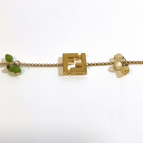 Fendi White Light Green Stone FF Logo Chain Bracelet in Great Condition