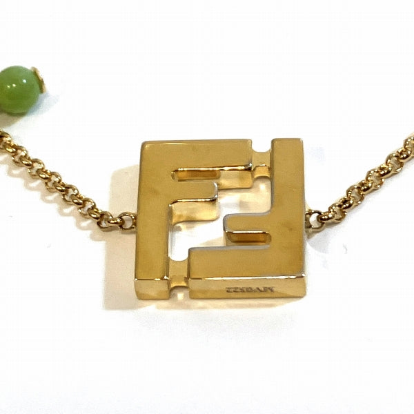 Fendi White Light Green Stone FF Logo Chain Bracelet in Great Condition