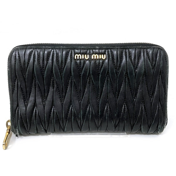 Miu Miu Matelassé Leather Zip-Around Long Wallet in Fair Condition