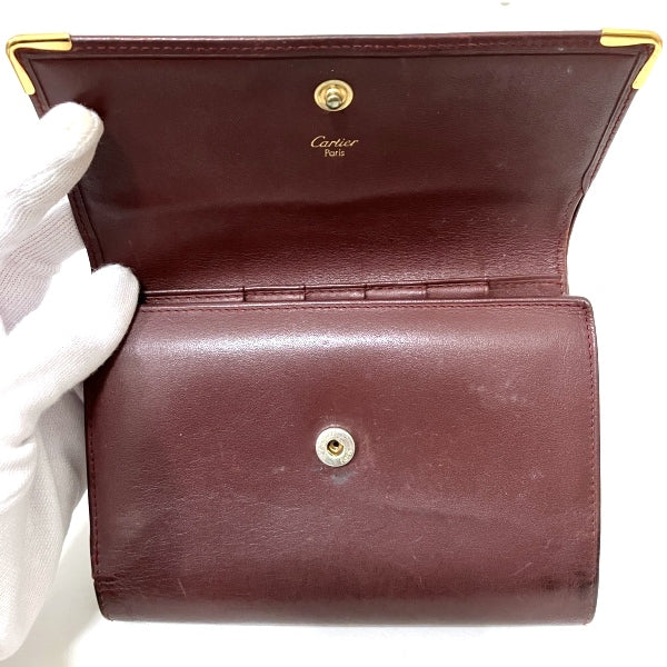 Cartier Must Line Leather Tri-Fold Wallet in Fair Condition