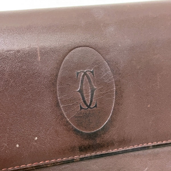 Cartier Must Line Leather Tri-Fold Wallet in Fair Condition