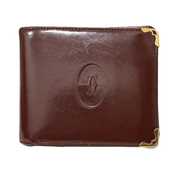 Cartier Must Line Bordeaux Leather Bifold Wallet in Good Condition