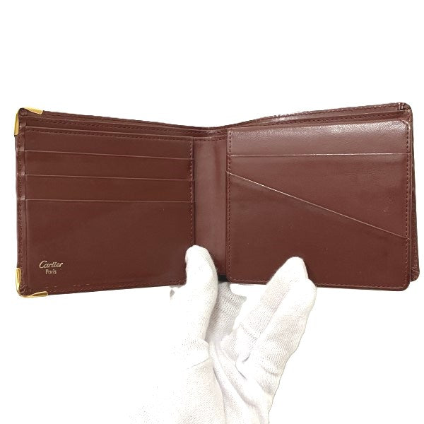 Cartier Must Line Bordeaux Leather Bifold Wallet in Good Condition