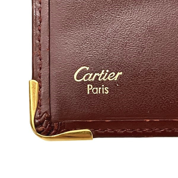 Cartier Must Line Bordeaux Leather Bifold Wallet in Good Condition