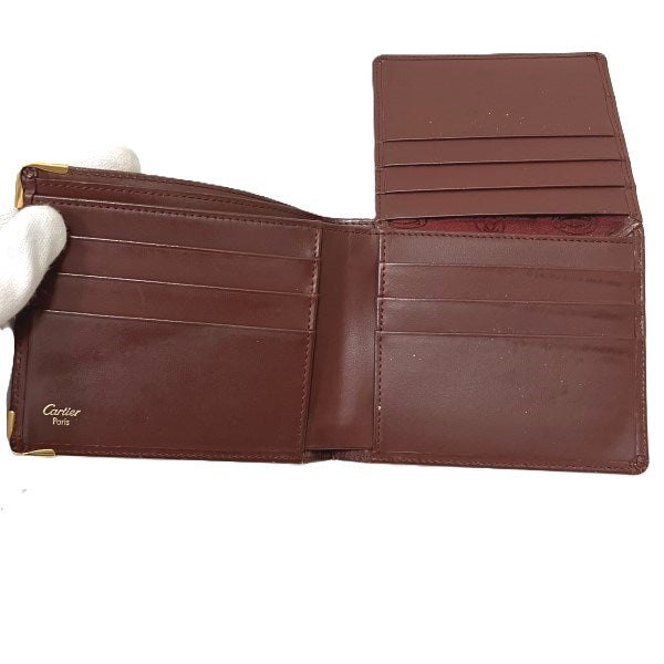 Cartier Must Line Bordeaux Leather Bifold Wallet in Good Condition