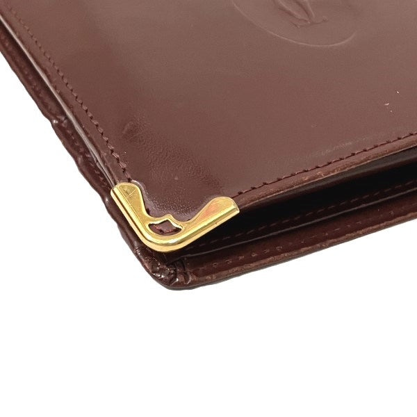 Cartier Must Line Bordeaux Leather Bifold Wallet in Good Condition