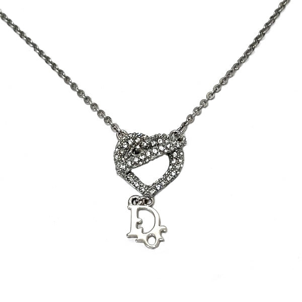 Dior Rhinestone Heart Motif Necklace in Good Condition