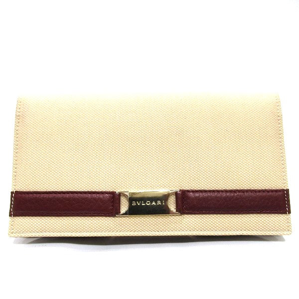 Bvlgari Canvas Beige Long Wallet