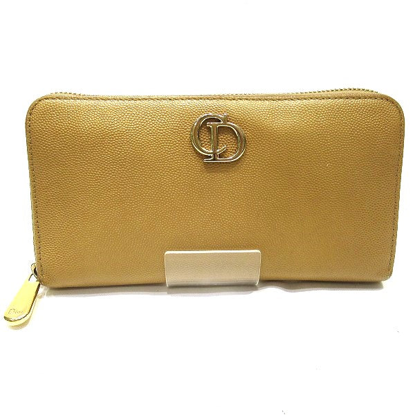 Dior Beige Leather Long Wallet CD Logo