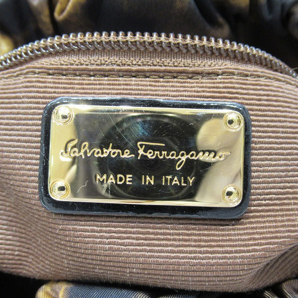 Salvatore Ferragamo Nylon Vara Ribbon Leopard Handbag in Great Condition