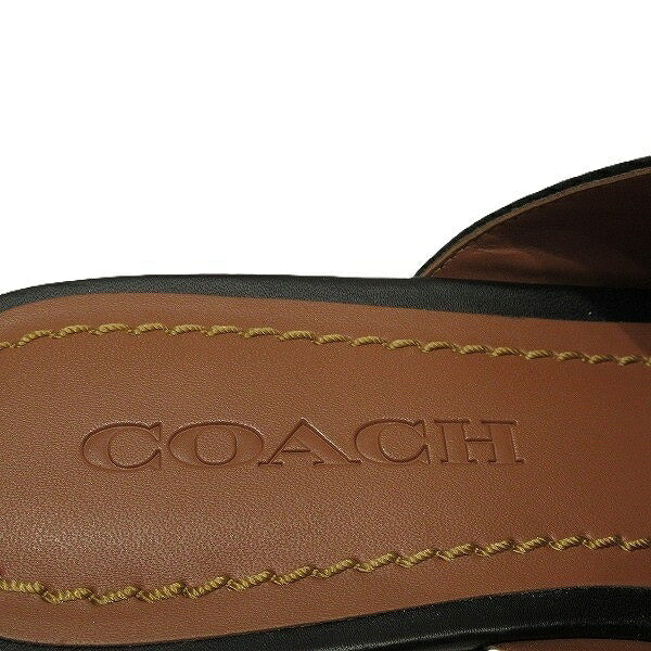 Coach Signature Black Leather Wedge Sandals