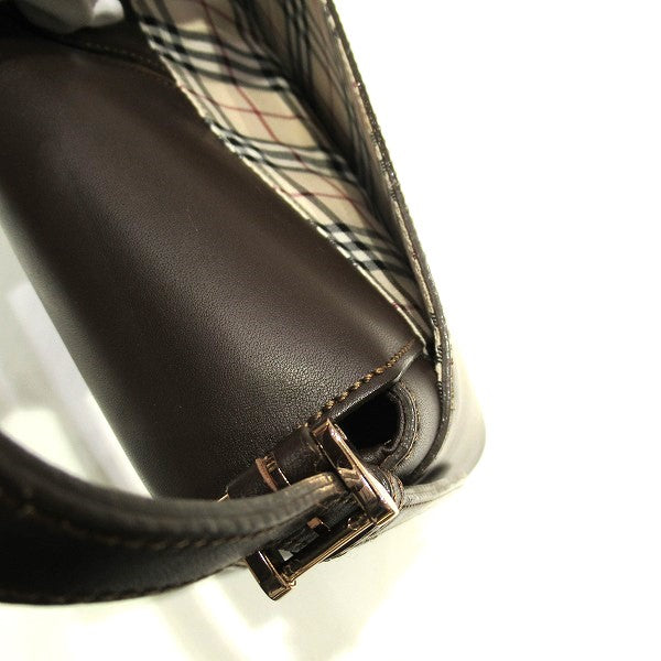 Burberry Brown Leather Shoulder Bag in Good Condition