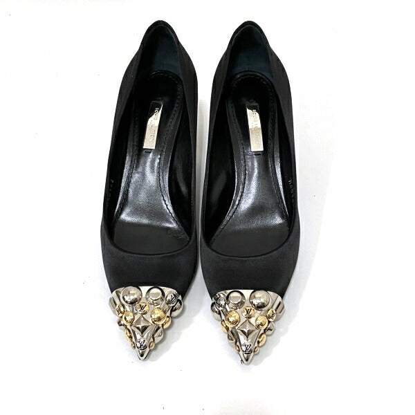 Louis Vuitton Satin Studded Pointed Toe Pumps