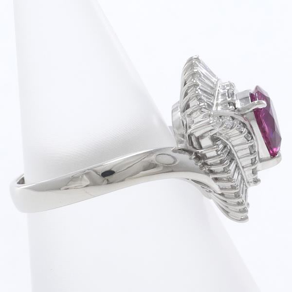 PT900 Platinum Ring with Ruby and Diamond in Excellent Condition