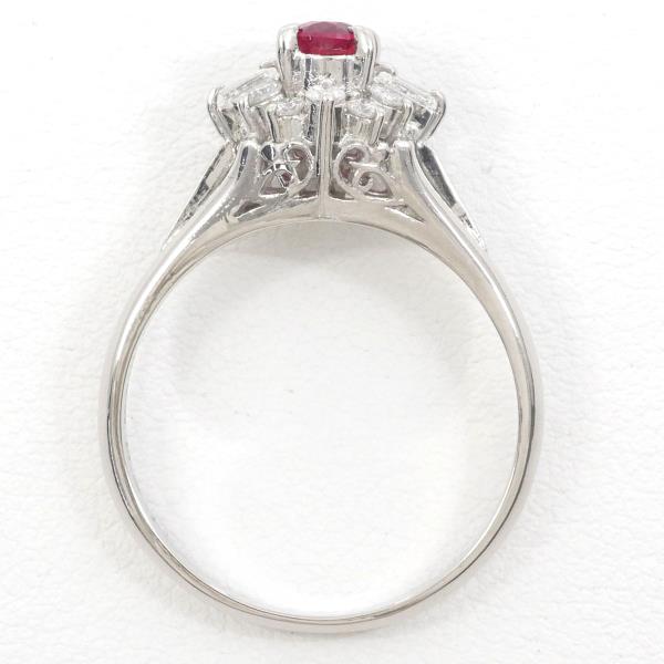 Platinum PT900 Ruby & Diamond Ladies Ring, Size 10.5, 0.31ct Ruby, 0.21ct Diamond, Total Weight Approx 4.8g