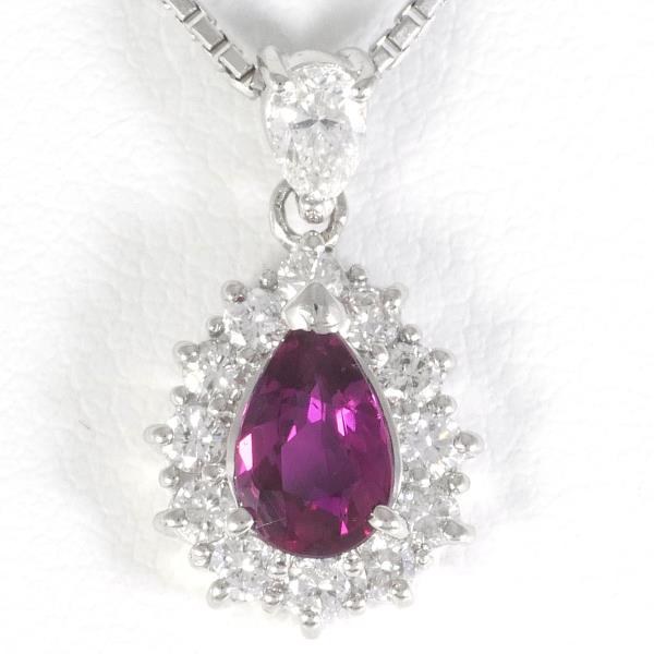 PT900 Platinum PT850 Necklace Ruby 0.63 Diamond 0.51 in Excellent Condition