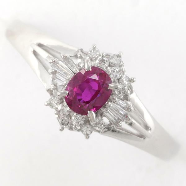 PT900 Platinum Ruby Ring 19.5 in Excellent Condition