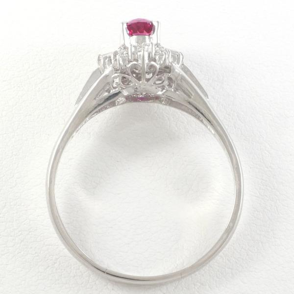 Platinum PT900 Ring, Size 19.5, with Ruby 0.54ct & Diamond 0.16ct, Total weight approximately 4.4g, For Women  (Pre-Owned)