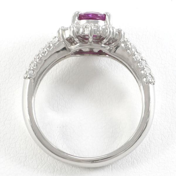 PT900 Platinum Ring with Ruby and Diamond in Excellent Condition