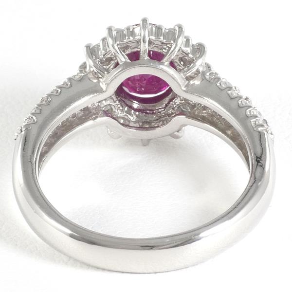 PT900 Platinum Ring with Ruby and Diamond in Excellent Condition