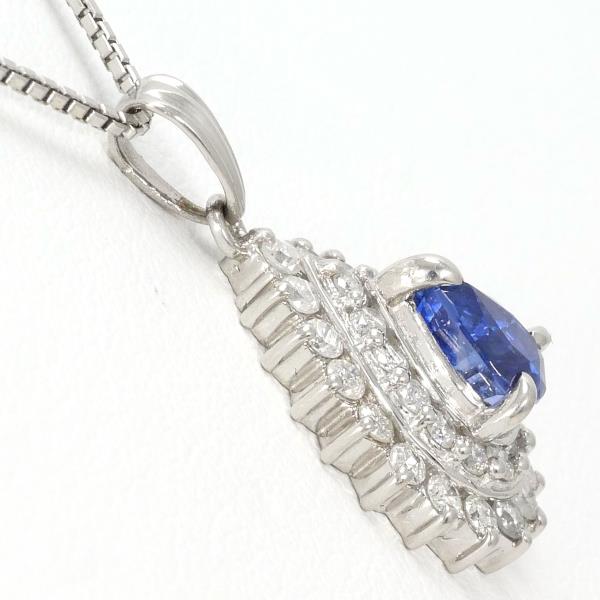 PT900 Platinum PT850 Necklace Sapphire 0.43 Diamond 0.76 in Pristine Condition