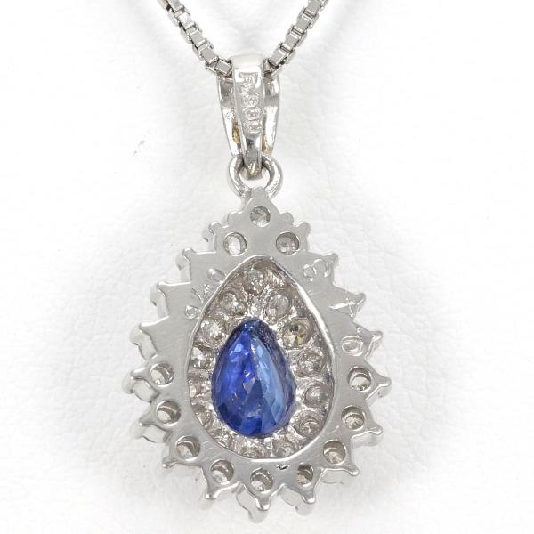 PT900 Platinum PT850 Necklace Sapphire 0.43 Diamond 0.76 in Pristine Condition