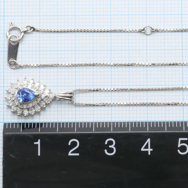 PT900 Platinum PT850 Necklace Sapphire 0.43 Diamond 0.76 in Pristine Condition