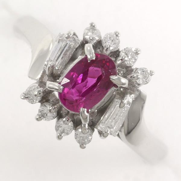 PT900 Platinum Ruby Ring 10.5 in Excellent Condition