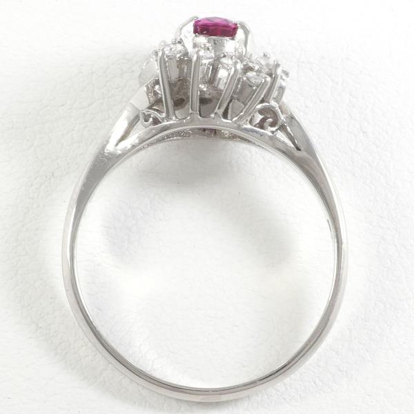 Platinum PT900 Ring with 0.61ct Ruby and 0.29ct Diamond, Pink for Women