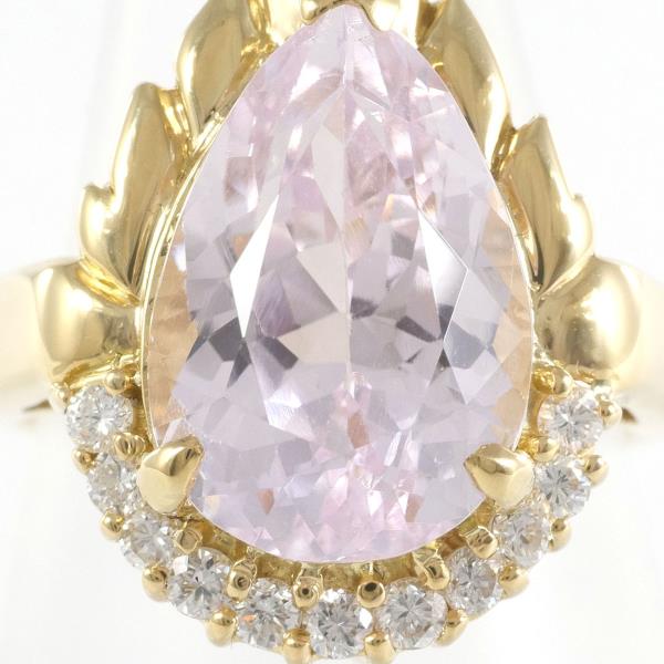 K18 Yellow Gold Kunzite Diamond Ring 12.5 in Excellent Condition