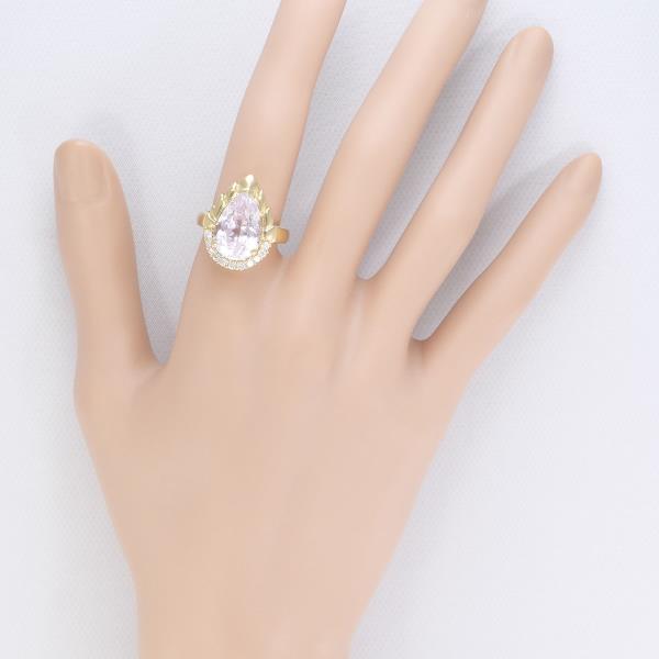 K18 Yellow Gold Kunzite Diamond Ring 12.5 in Excellent Condition