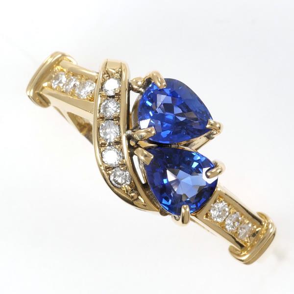 K18 Yellow Gold Sapphire Ring with Diamond in Pristine Condition