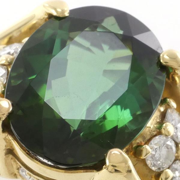 K18 Yellow Gold Ring Green Tourmaline Diamond