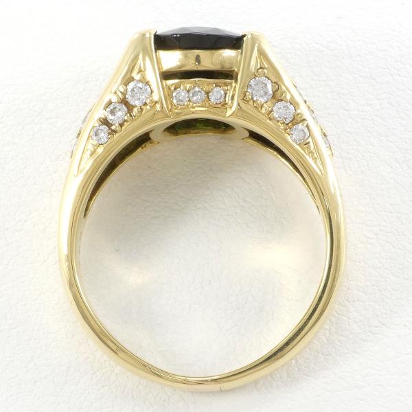 K18 Yellow Gold Ring Green Tourmaline Diamond