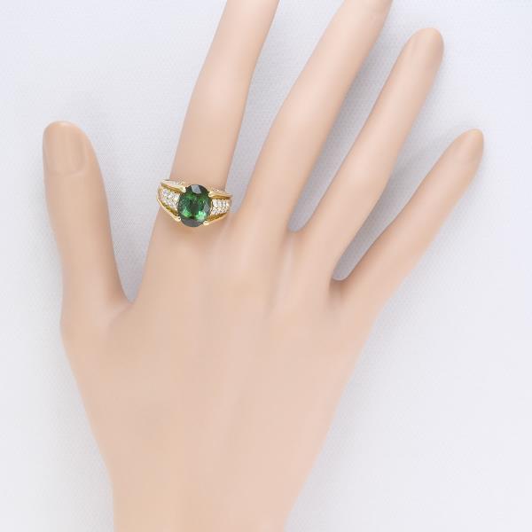 K18 Yellow Gold Ring Green Tourmaline Diamond