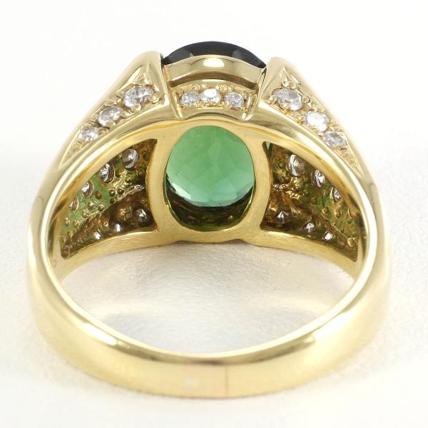 K18 Yellow Gold Ring Green Tourmaline Diamond