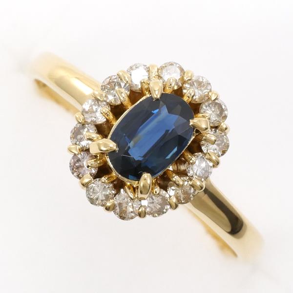 K18 Yellow Gold Sapphire Ring 13号 in Excellent Condition