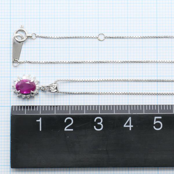 PT900 Platinum PT850 Necklace Ruby 0.96 Diamond 0.19 in Pristine Condition