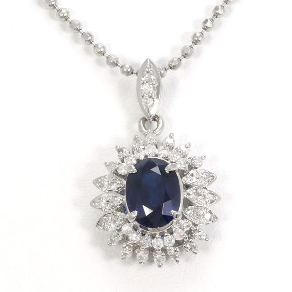 Platinum PT900 PT850 Sapphire Diamond Necklace