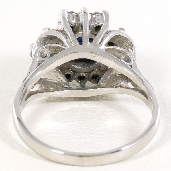 Platinum Sapphire Ring with Diamond, Size 10 in Pristine Condition